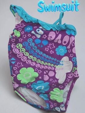 *1210 Place groovy swimsuit Girls 12 months